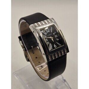 MINT. Kenneth Cole Ladies' Quartz 25mm Black Tank Watch. New Battery. 7" Band.